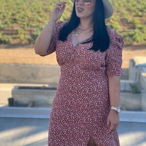 Abercrombie & Fitch Rust Polka Dot Maxi Dress